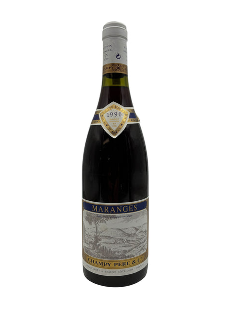 Flaske af Maranges Champy Père & Cie 1990 rødvin