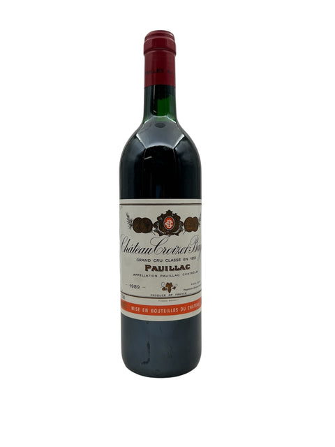 Flaske af Chateau Croizet Bages rødvin fra 1989