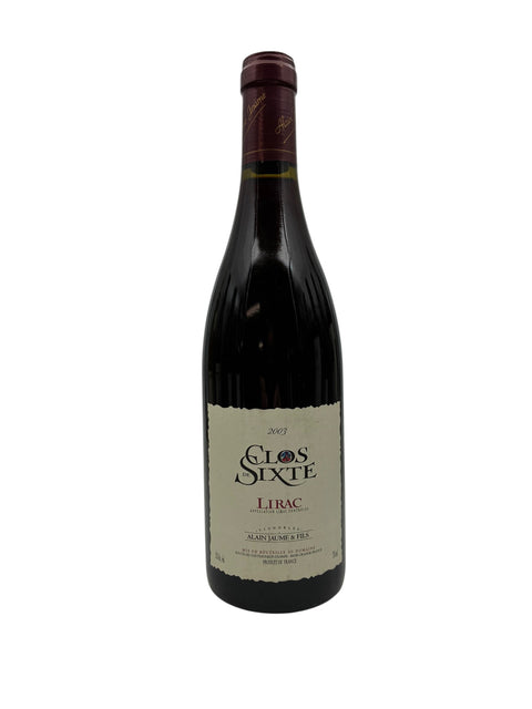 Flaske af Clos de Sixte rødvin fra Alain Jaume, årgang 2003