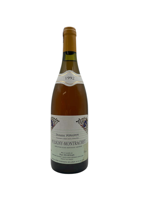 Flaske af hvidvin Puligny-Montrachet fra Domaine Ponavoy årgang 1992