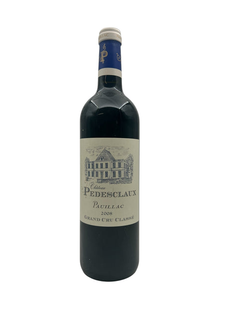 Flaske af Château Pedesclaux 2008 rødvin fra Pauillac med etikette
