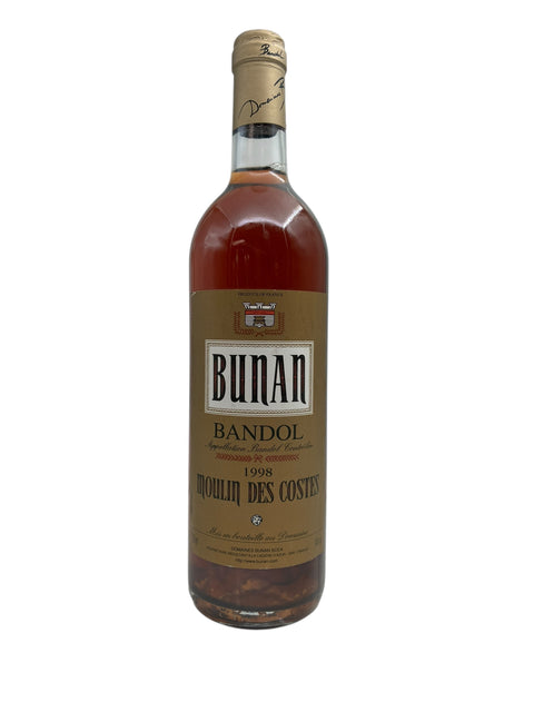 Flaske af Moulin des Costes Bunan 1998 Bandol rødvin
