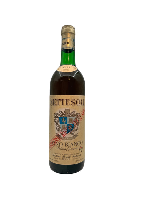 Flaske af Vino Bianco Settesoli 1972 hvidvin fra Sicilien
