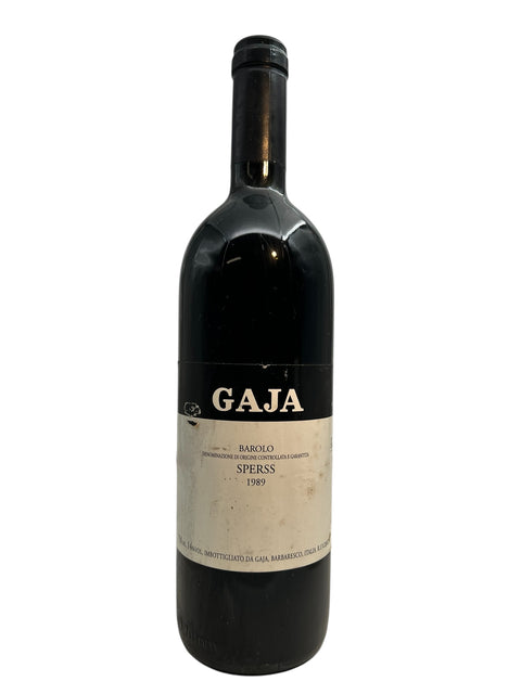 Flaske af Sperss Gaja 1989 med mørk etiket