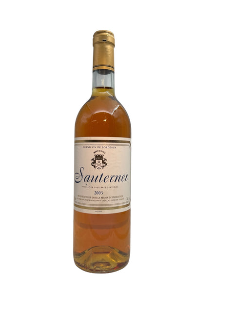 Flaske af Sauternes Château LaFaurie Peyraguey 2003 dessertvin