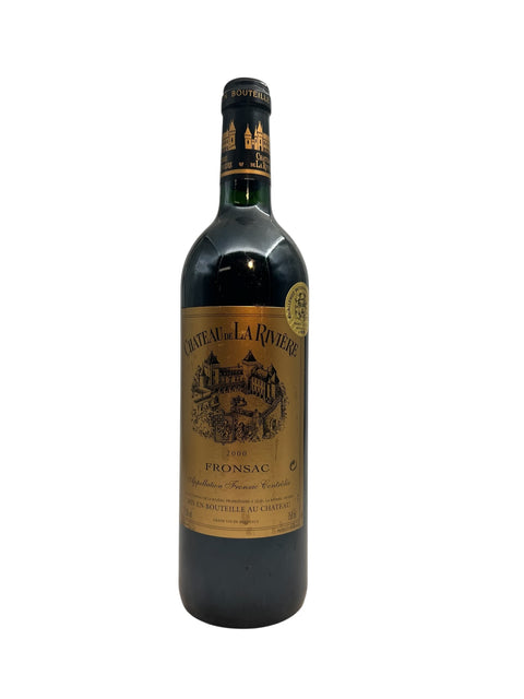 Flaske af Château de La Rivière 2000 rødvin fra Fronsac