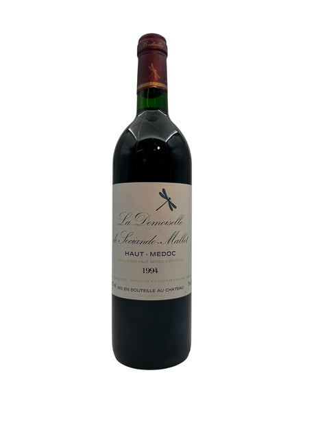 Flaske af La Demoiselle de Sociando-Mallet 1994 rødvin