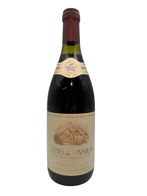 Flaske af Côtes du Vivarais Domaine Vivarais årgang 2001