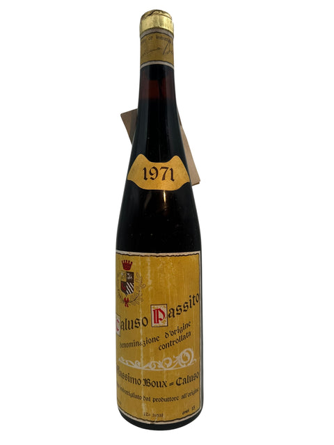 Flaske af Caluso Passito fra 1971 Massimo Boux