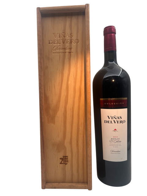 Viñas del Vero rødvin i trææske, årgang 2004