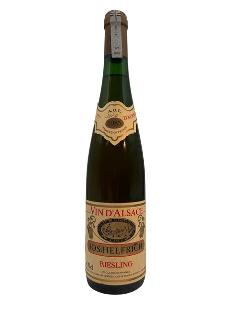 Flaske af Riesling Jos. Helfrich 1985 hvidvin fra Alsace